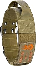 OneTigris 5cm Breites Hundehalsband mit Griff und Patch für Große Hunde Braun L