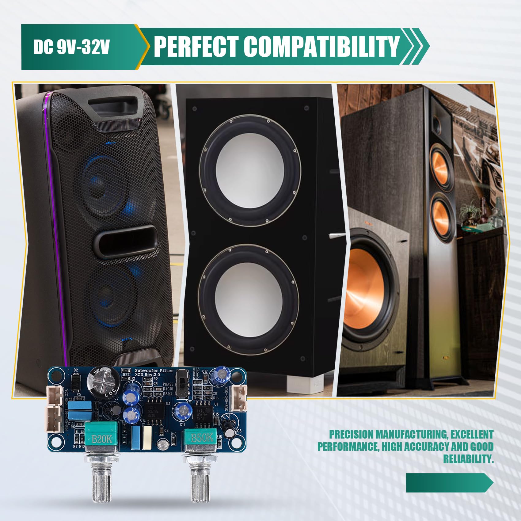 Filtro Passa Basso Per Subwoofer XIAOJUN - Alimentazione 9-32V - Foto 6