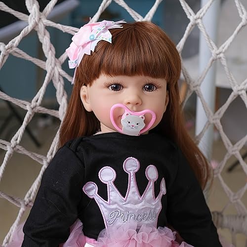 Miniatura 5 de Anano Muñecas Reborn de bebé de 24 pulgadas, 23.6 in, de aspecto real, extremidades de silicona y cuerpo con peso de cabeza, 3-6M Bebe con hermoso