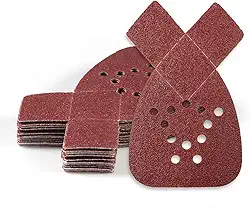 Lixa com detalhe de mouse, 20 peças, lixa com detalhe de gancho e laço de 60 grãos com 2 pontas de substituição, folhas de lixamento de 12 furos para polimento de moagem de madeira de metal