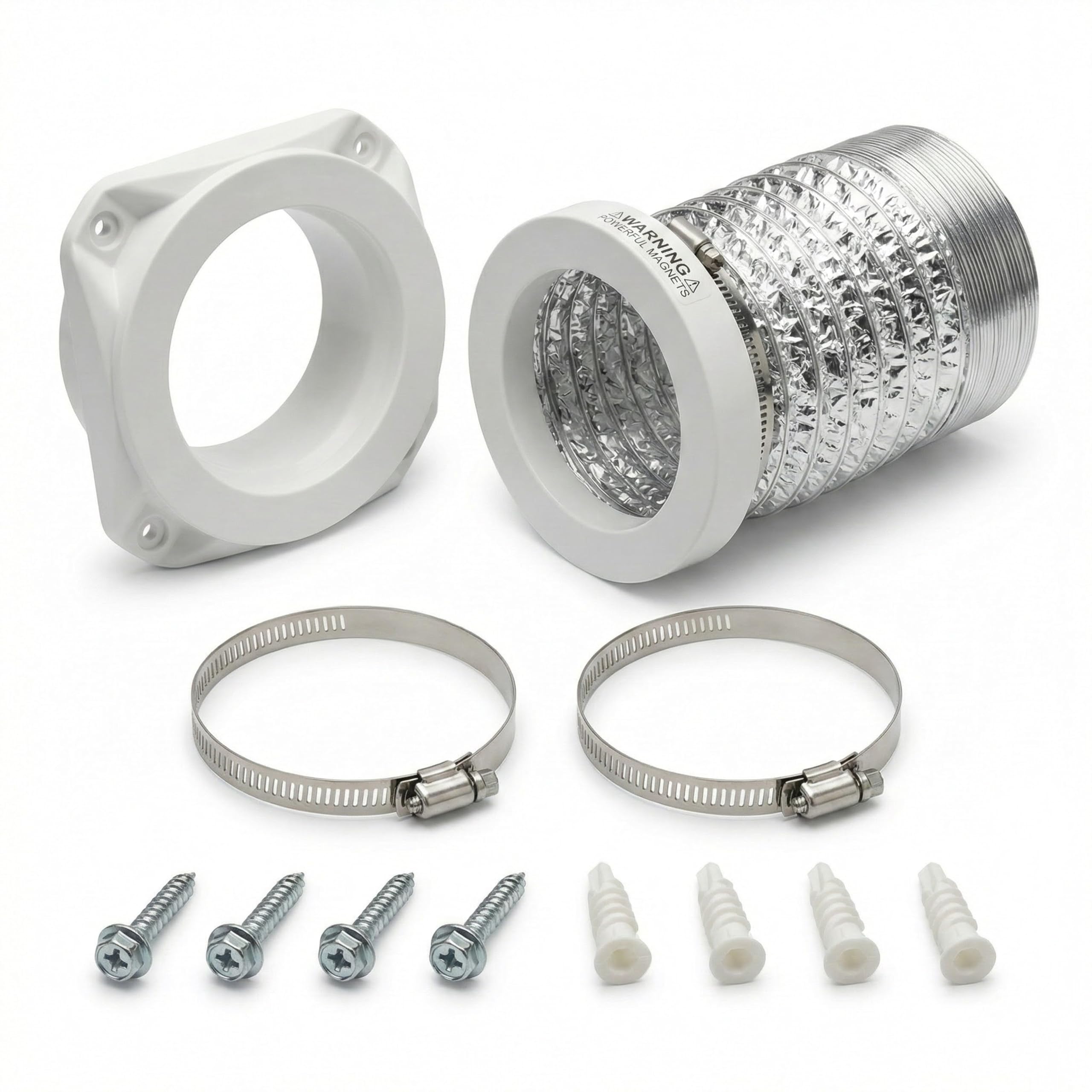 Photo 1 of Teruaceei Magnetic Dryer Vent Kit for Tight Spaces - Self-Aligning Mag-Snap Connector, Heat Resistant & Flame Retardant ABS, Airtight Seal, Includes 4" x 2.6ft Flexible Duct & Clamps