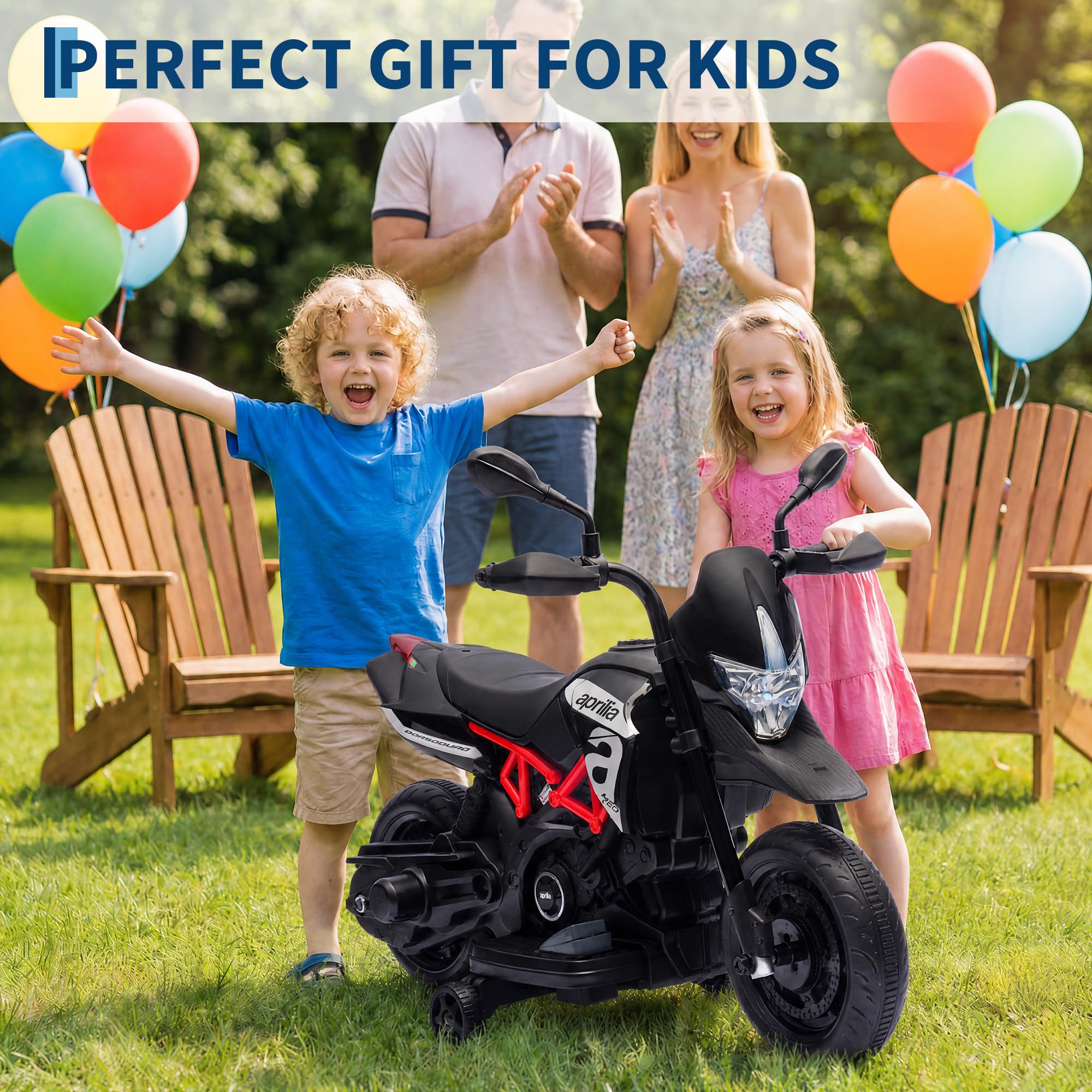 Garvee Mini Moto Elettrica Per Bambini 6V, Licenza Ufficiale Aprilia,Grigio