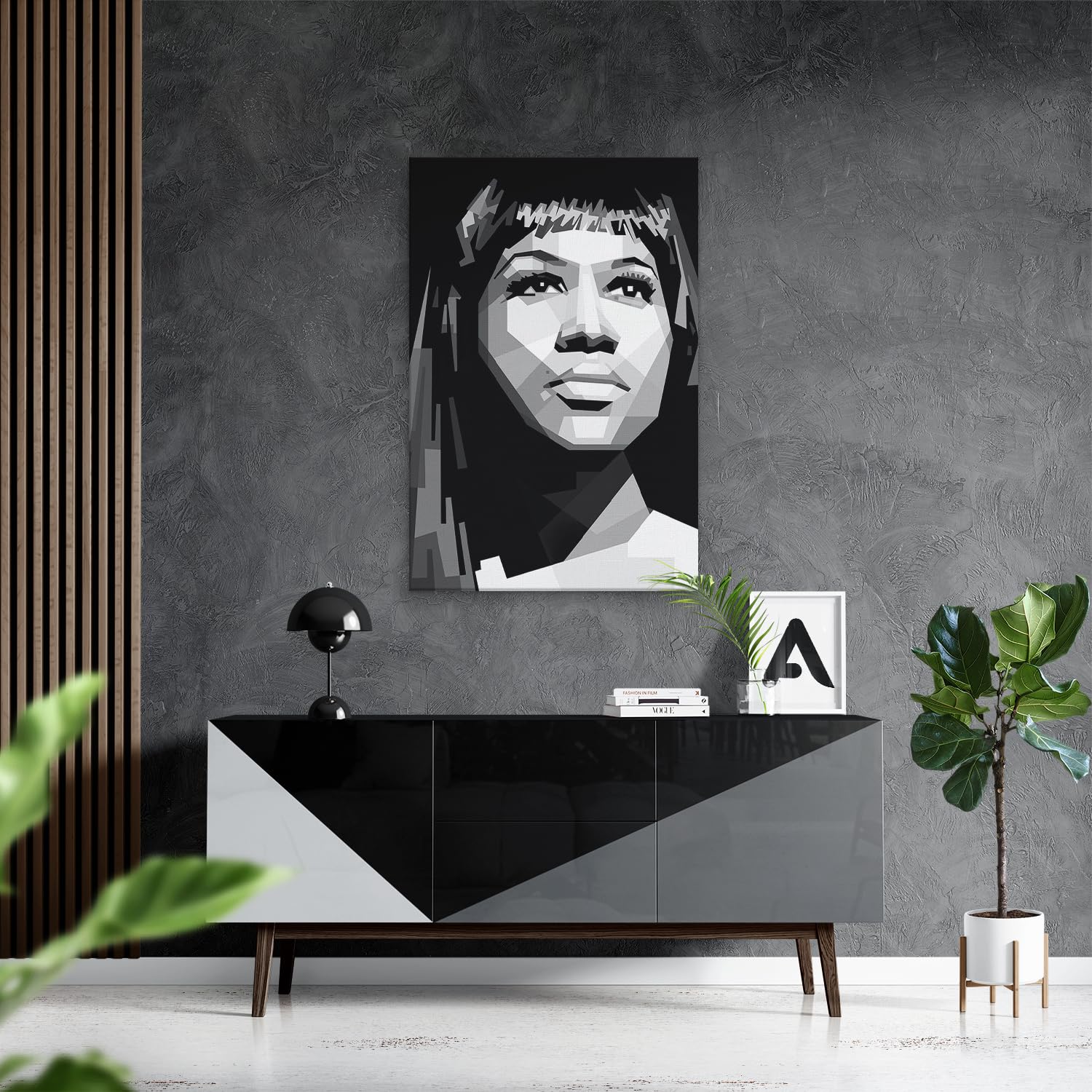 Artaza Cuadros Decoración Salón Modernos Retrato Mujer Geométrico - 60x90 cm - Cuadros Decorativos Blanco Y Negro - Decoración Pared - Lienzos Arte Moderno