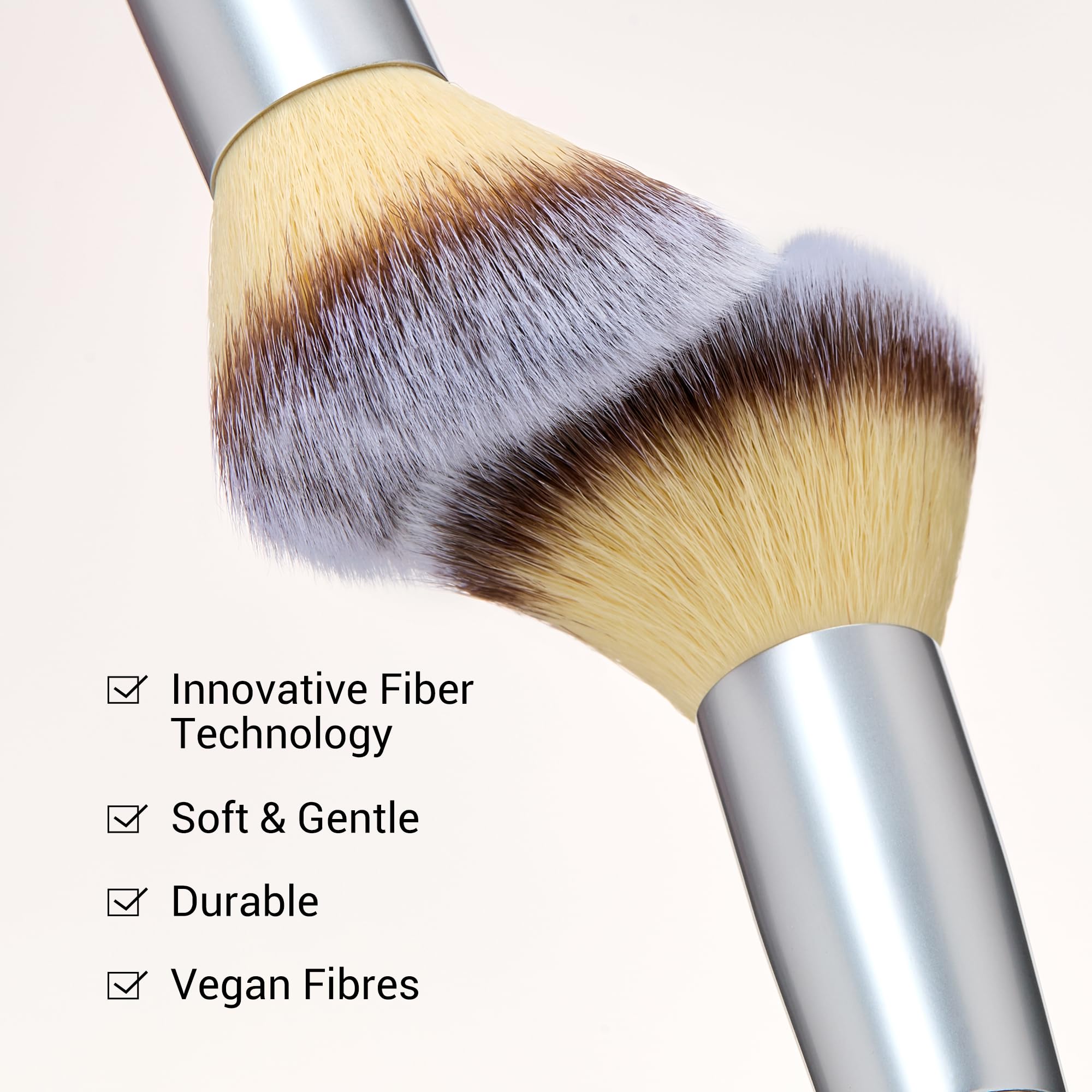 Jessup Pinceaux Maquillages Double Embout Set de 7 Pinceau Maquillage pour Fond de Teint, Contour, Rougir, Illuminateur, Sourcils et Fard à Paupières avec Pochette, Quiet Gray T520