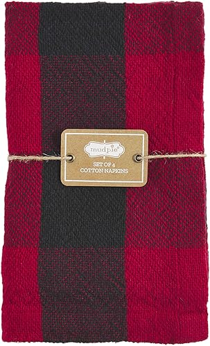 Mud Pie Juego de 4 servilletas de algodón con diseño de búfalo