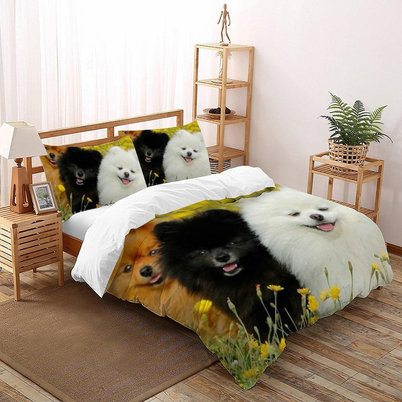 Housse de couette super king chiots imprimé 3d tissu microfibre haute densité