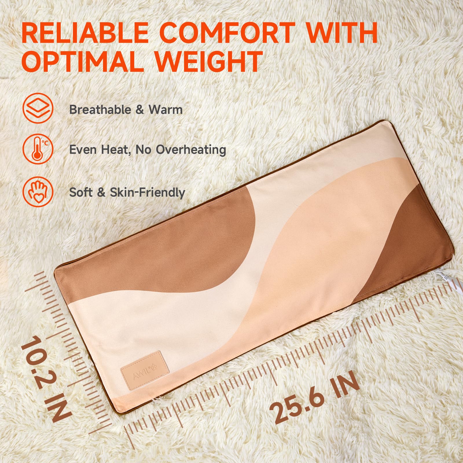 AWIL Almohadilla térmica de sal H1, almohadilla de calefacción eléctrica para espalda, 5 libras, almohadilla de calor con diseño ponderado para hombro/pierna con 9 niveles de calefacción para mantener