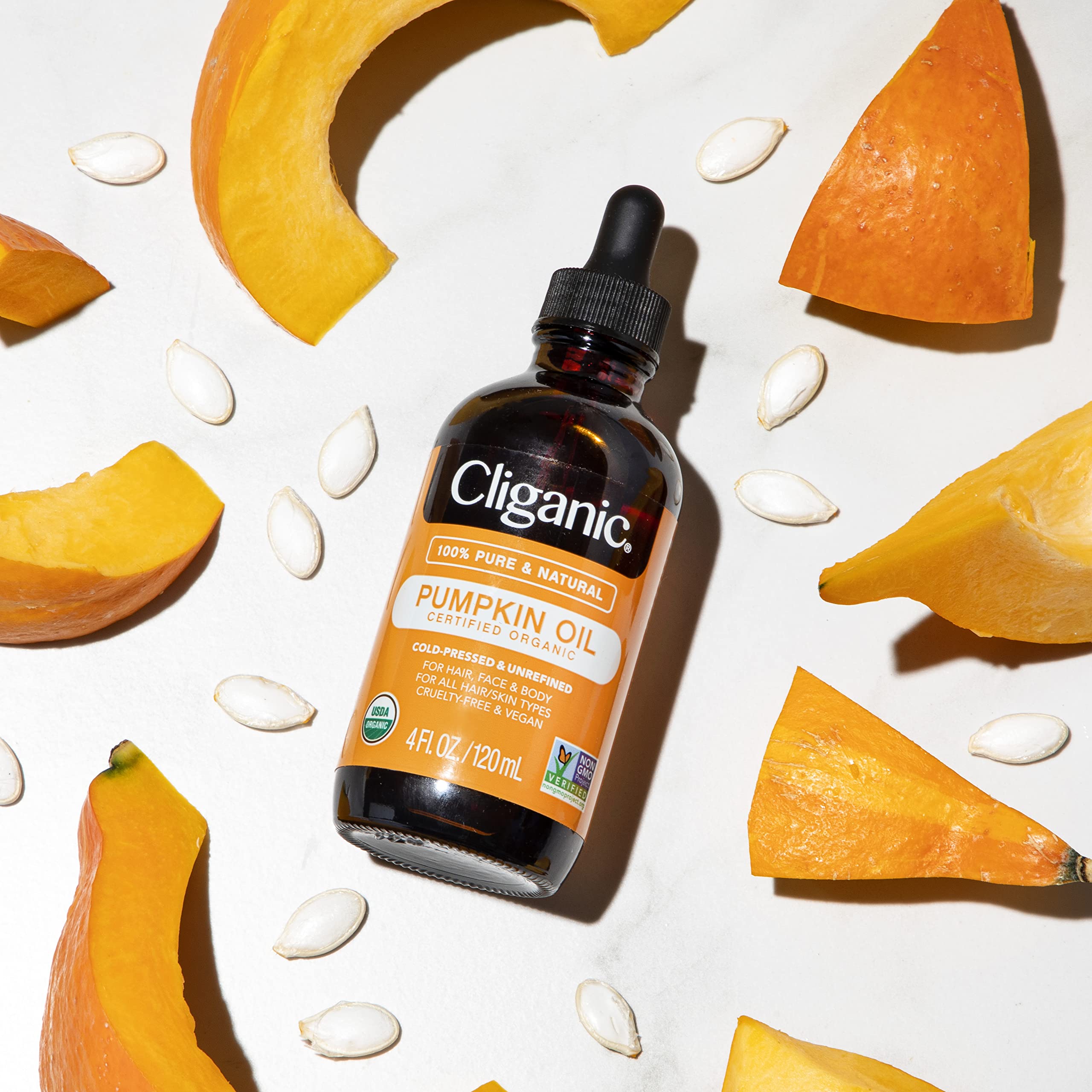 Cliganic Organic Cold Pressed Pumpkin Seed Oil, 100% Pure - For Hair & Face, 118.29 ml (Pack of 1) - Image 3