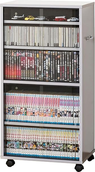Amazon Co Jp Cdラック Dvdラック コミックラック 両面収納可能 漫画収納 キャスター付 ガラス戸 シルバー 幅53 高さ103 5 おしゃれ ナチュラル シンプル 取っ手付 コレクションラック コミック収納 ブルーレイ収納 食器棚 シルバー ブラック ホーム キッチン
