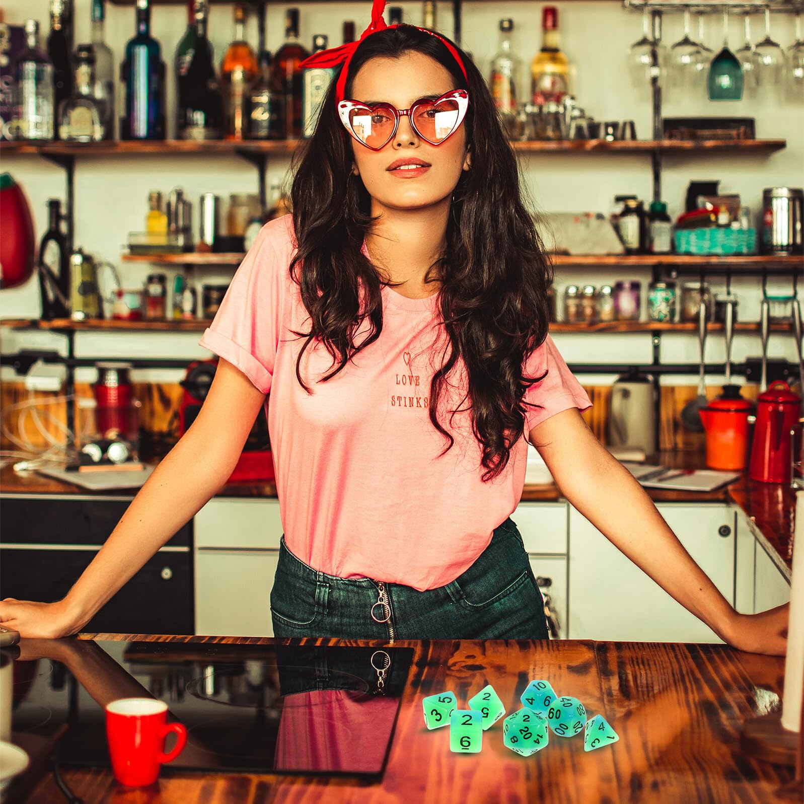 GALPADA 7pièces Dés Polyédriques pour Jeux de Société Lot de Dés Lumineux Portables Plusieurs Faces
