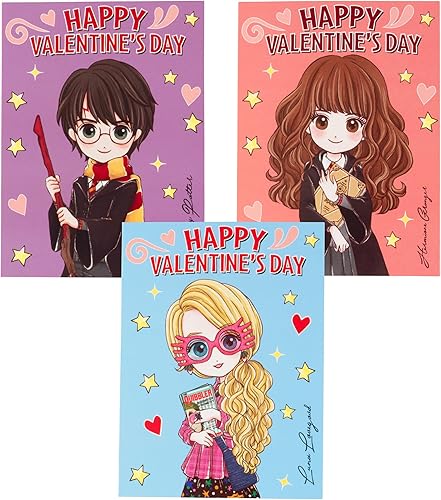 Miniatura 2 de Harry Potter Tarjetas del día de San Valentín con calcomanías para niños, paquete de 28 tarjetas y sobres, personajes de anime de Harry, Hermione y