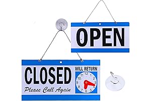 Open/Closed Business Hours Sign with Suction Cups