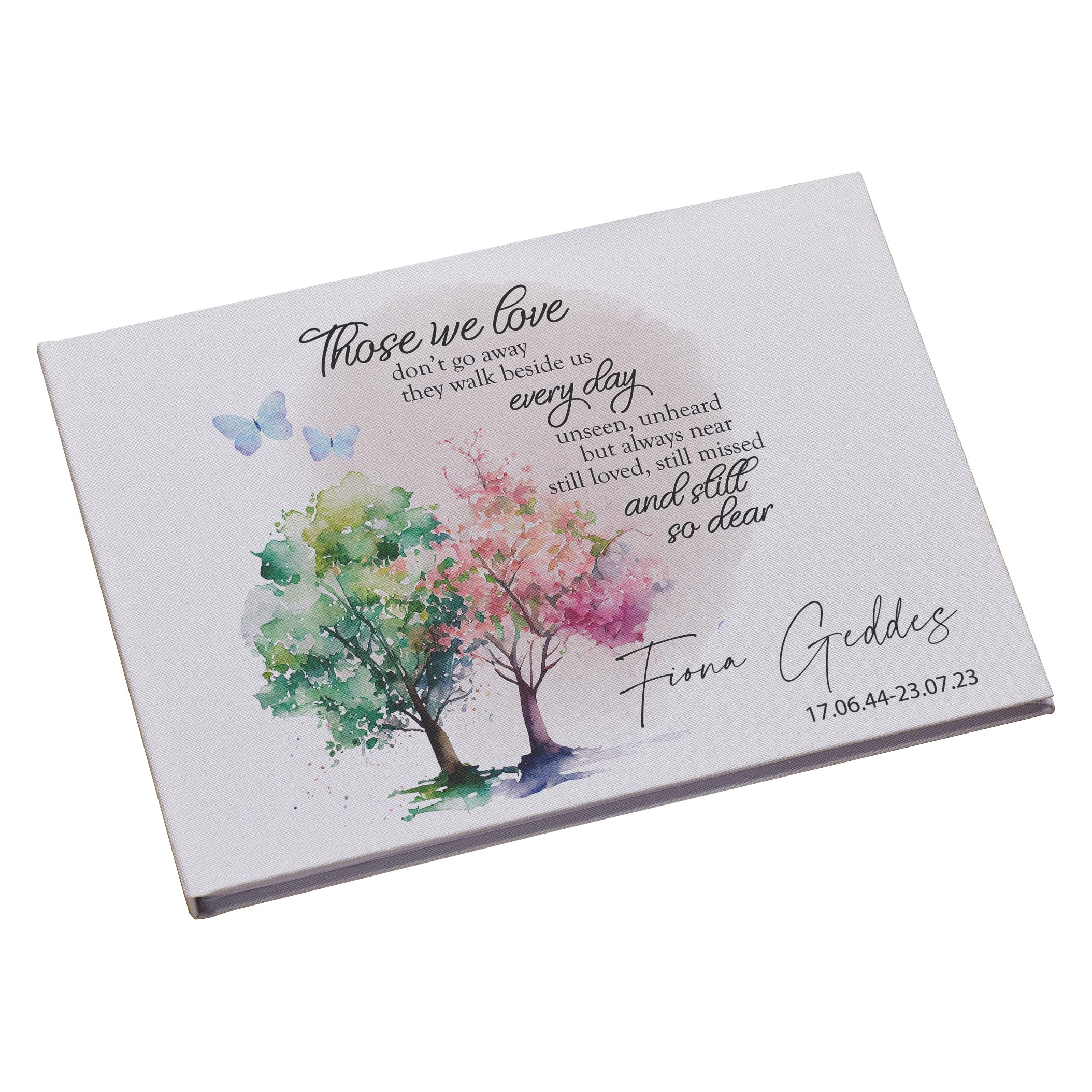Personalised Large Funeral Memory Book For Condolence & Memorial With Trees