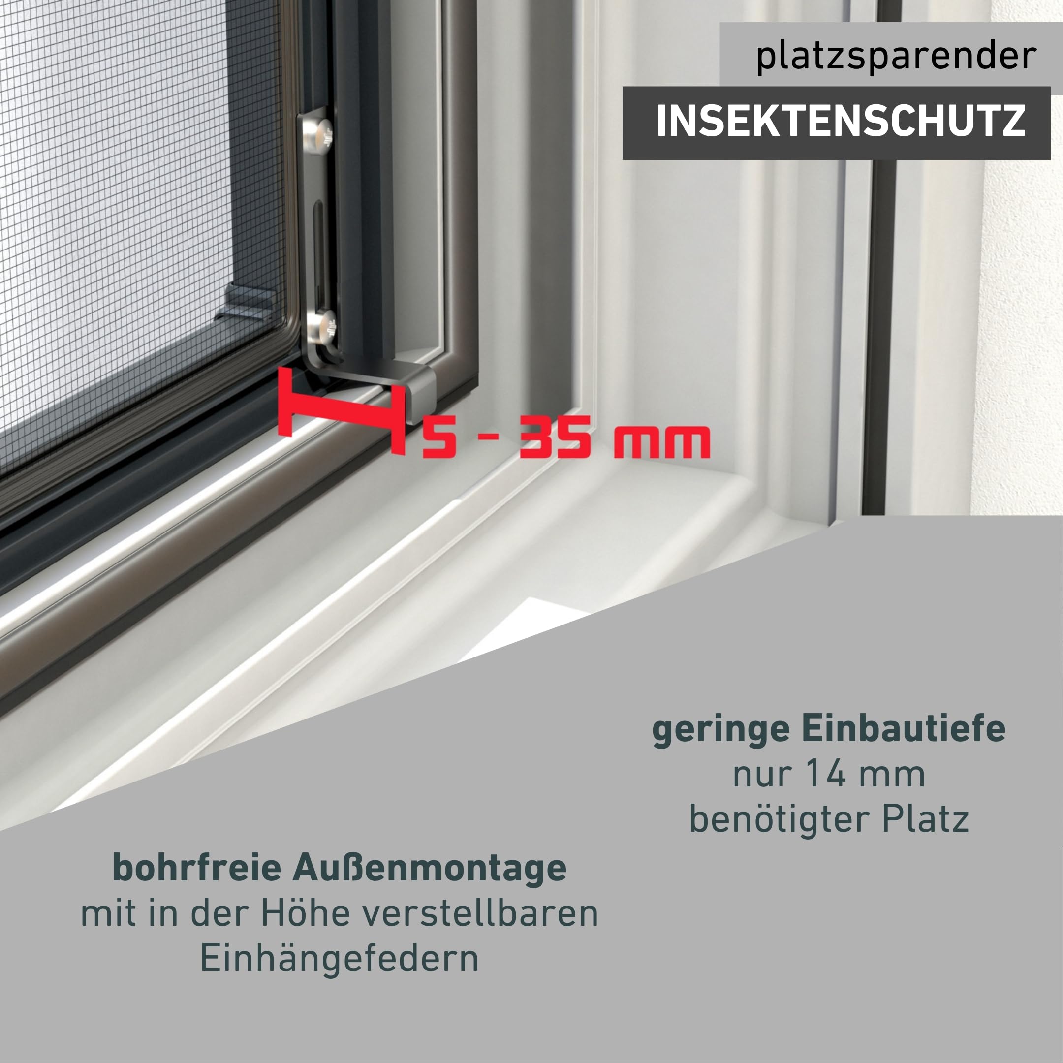 Windhager Insektenschutz Expert Spannrahmen für Fenster, Fliegengitter Alurahmen für Fenster, 100 x 120 cm, anthrazit, 04337