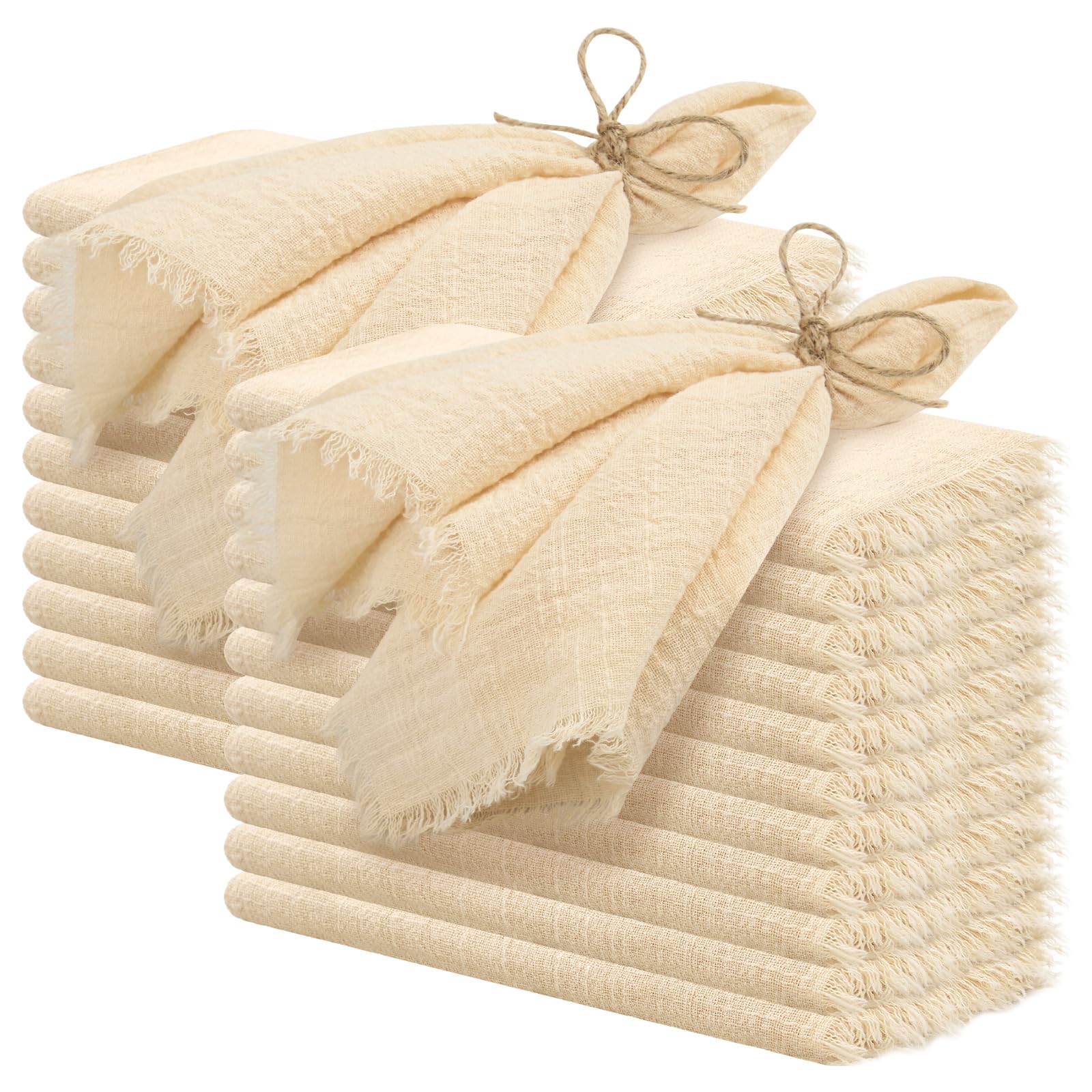 Servilletas de tela con flecos para decorar mesas rústicas en bodas y cenas elegantes