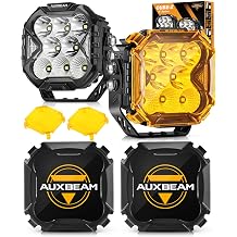 Auxbeam Cube-Z Series 4 Inch Spot Flood Combo Led Pods with 3 Modes DRL Turn Signal +Auxbeam 4 inch Pod Light Covers, Black