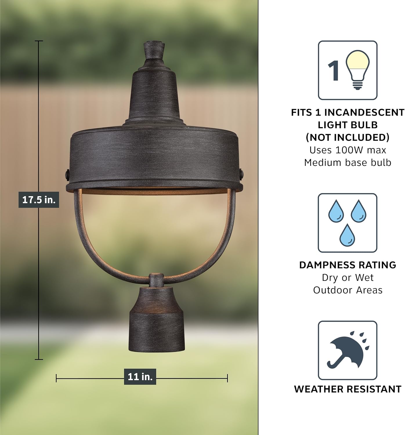 DESIGNERS FOUNTAIN 33146-WP Portland-DS Outdoor Post Lantern, Weathered Pewter