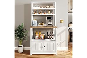 White Kitchen Bar Cabinet with Door & Outlets