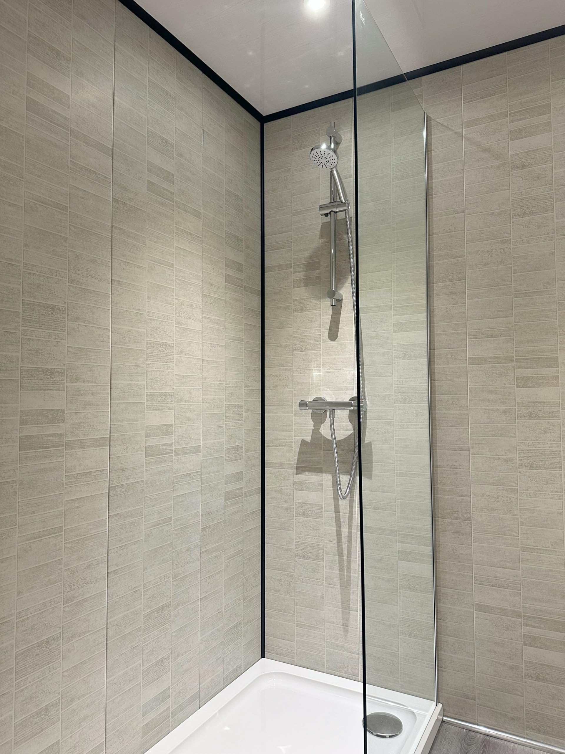 Dbs Grey Multi Small Tile Effect Pvc Wall Panel Shower Cladding (3 Panels)