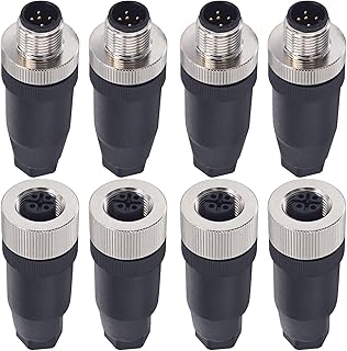 M12 5 Pin Male & Female Socket Panel Aviation Wire Connector,12mm Industrial Circular Connector, Outdoor Waterproof IP67,4 Sets