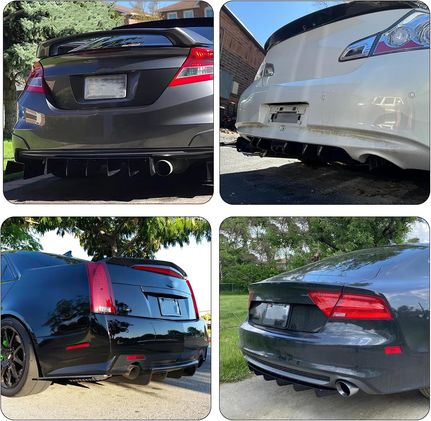 33" Car Rear Bumper Lip, Universal Rear Diffuser Shark Fin Style Bumper, Wing Spoiler Splitter Spoiler, Compatible with Honda Civic Accord Volkswagen VW Jetta Audi A3 Ford Explorer Chrysler