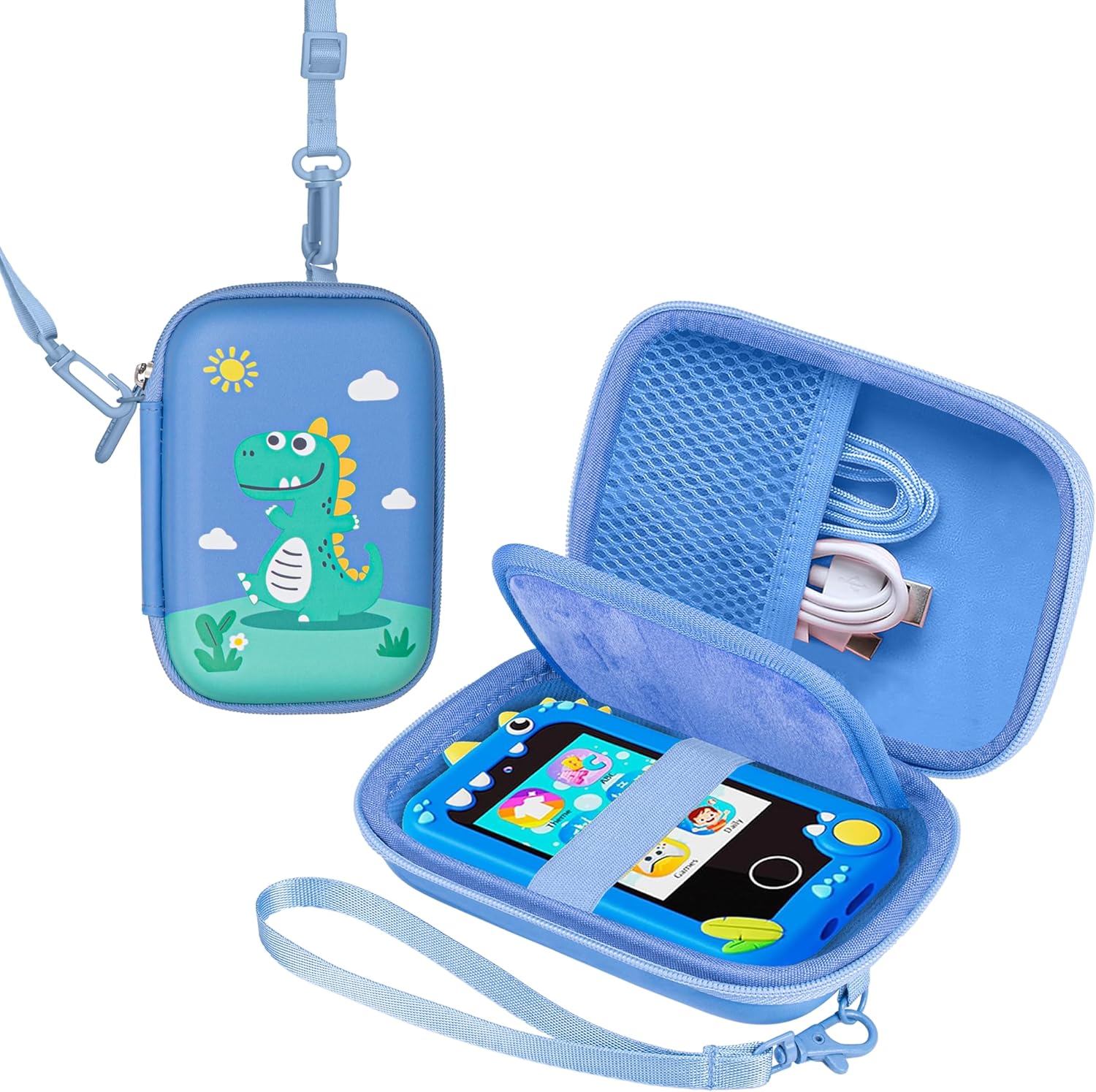 Leayjeen Kids Smartphone Case Compatible with Celluloid/Luyiilo/Yosfeng 2.8-inch Touch Screen Childs Smartphone for 3-10 Years Old Girl Toy Cell Phone-Blue Dinosaur(Case Only)