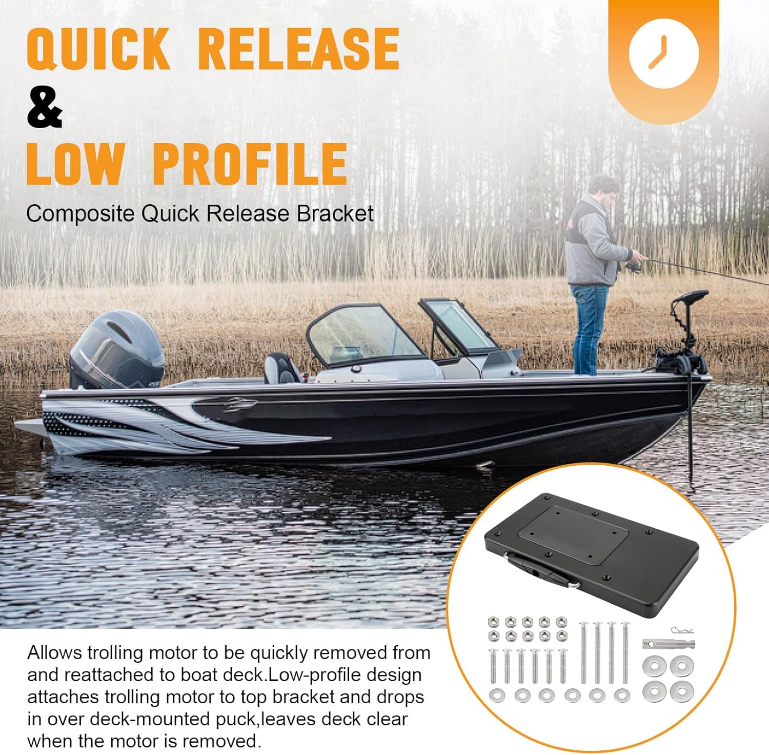 MKA-21 1854021 Fits for Minn Kota Quick Release Bracket Composite Trolling Motor Quick Release Mount Compatible with Ulterra,Terrova,PowerDrive,PowerDrive V2 and Deckhand 40 Terrova Mounting Bracket