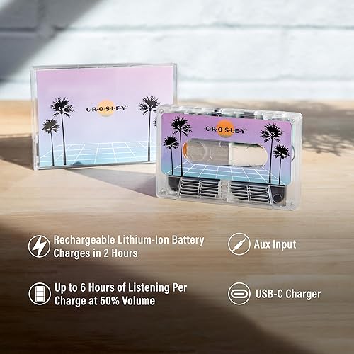 Miniatura 2 de Crosley Altavoz inalámbrico portátil de Bluetooth de la cinta del casete de CR3045TL-VW, Vaporwave translúcido