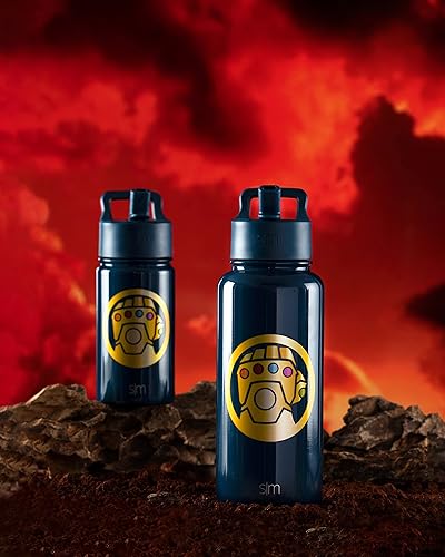 Miniatura 4 de Simple Modern - Botella de agua para niños con tapa con pajilla con diseño de Thanos de Marvel, vaso reutilizable, con aislamiento y de acero