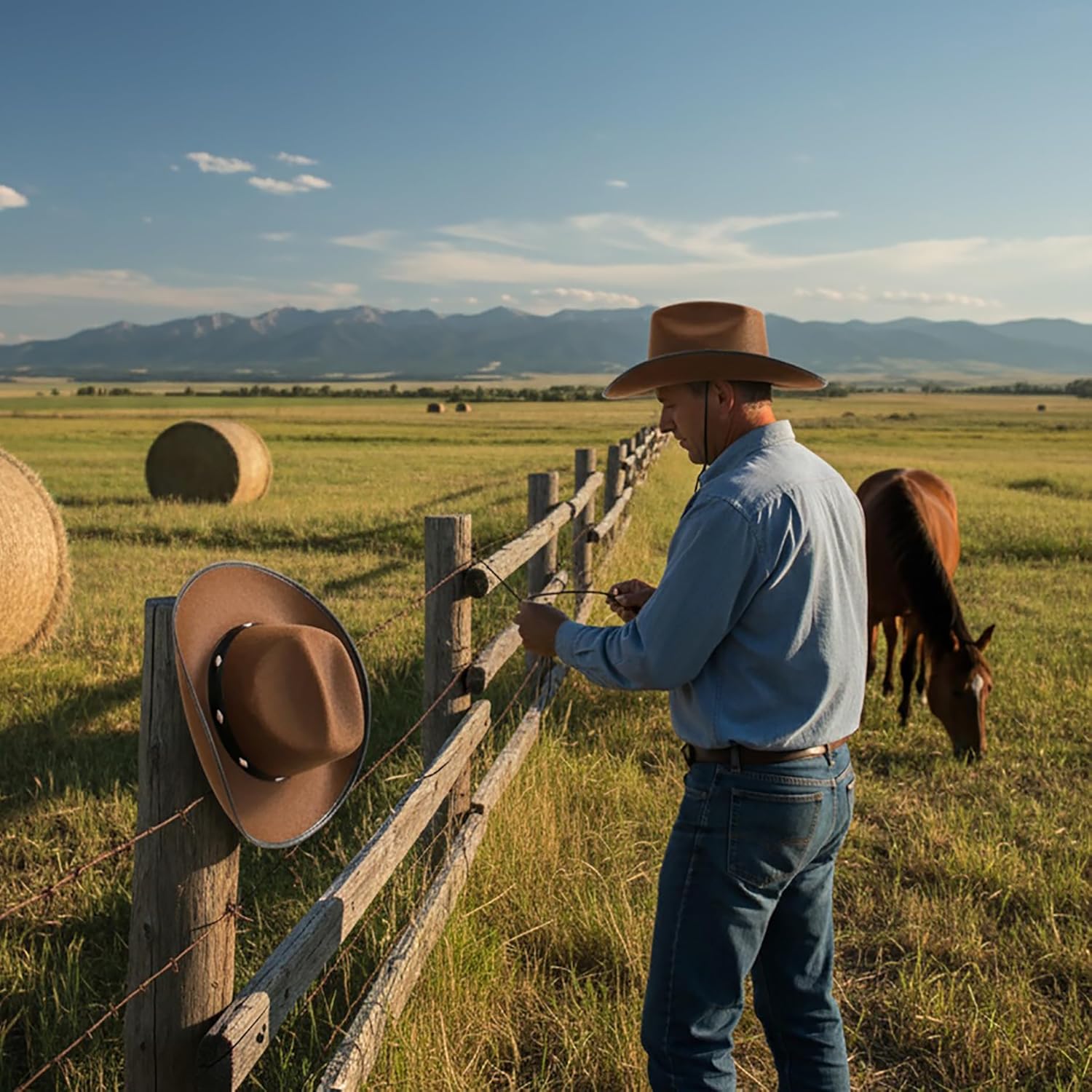 Hiceeden 4 Pack Brown Cowboy Hat for Men & Women, Retro Western Hat Felt Cowgirl Hat for Adults, Wide Brim Cowboy Hat with Chin Strap and Rivet Decor for Western Party - Image 5