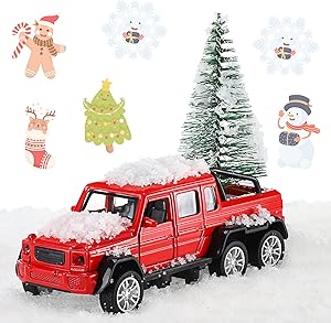Red Metal Truck Christmas Decor Vintage Red Truck with Removable Christmas Tree Metal Truck Car Model Farmhouse Table Centerpiece for Christmas Decoration Table Decoration