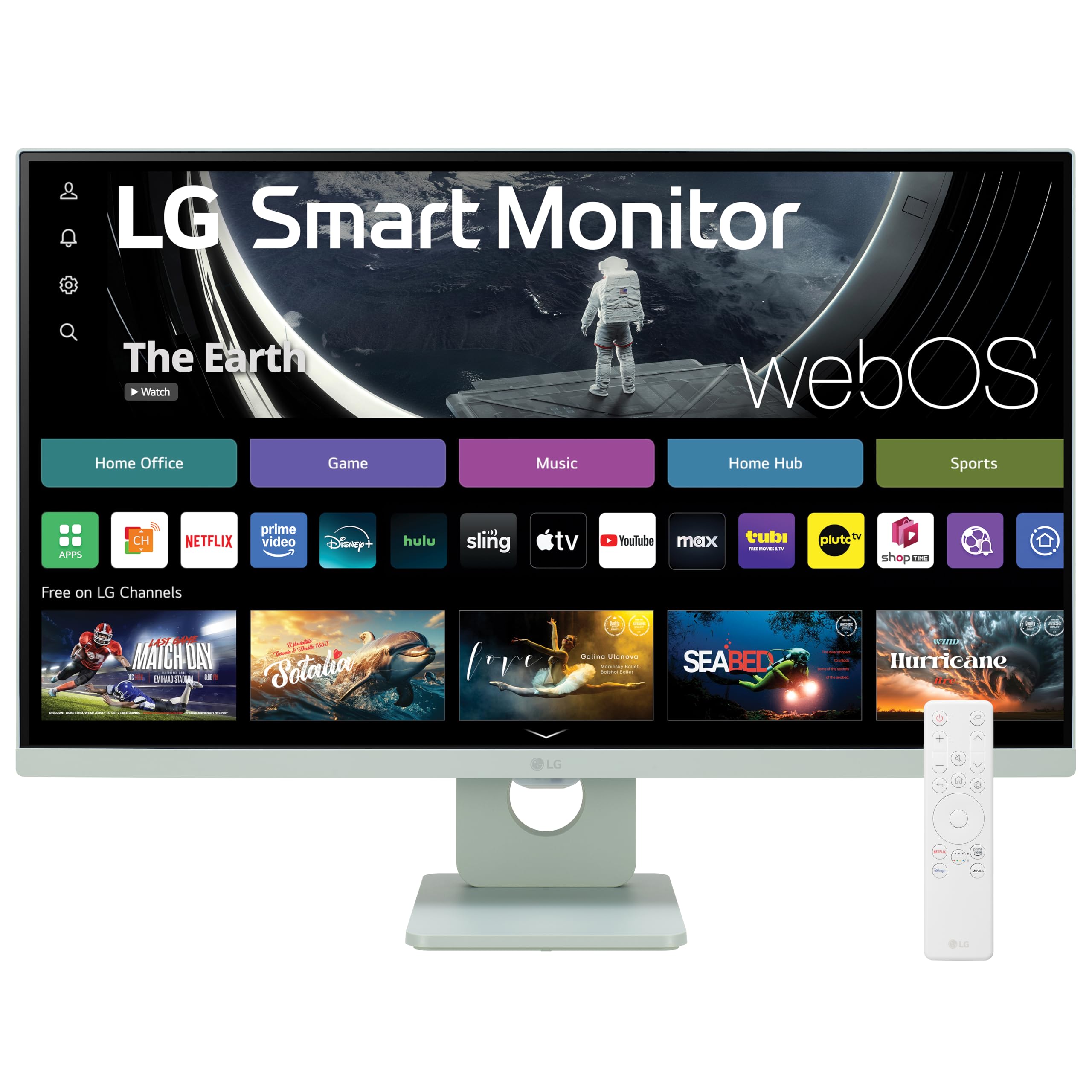 LG 27SR50F-G MyView Smart Monitor 27-Inch FHD (1920x1080) IPS Display, webOS 23, HDR 10, 5Wx2 Speakers, AirPlay 2, Screen Share, Bluetooth, ThinQ App, Remote Control, Green