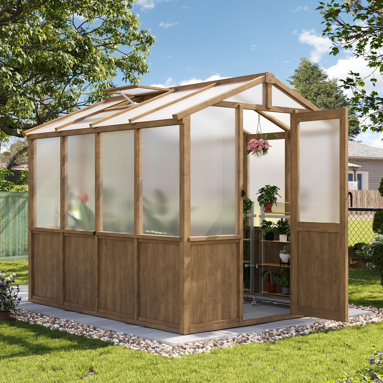 Amazon.com : Aoxun 6x8 FT Wooden Greenhouse for Outdoors