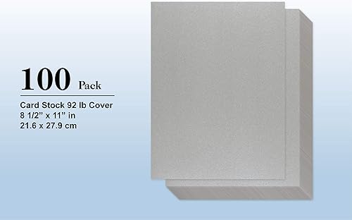 Vista 4 de Silver Shimmer Paper - Paquete de 100 papel de cartulina metálica, cubierta de 92 libras, doble cara, apto para impresoras, perfecto para bodas