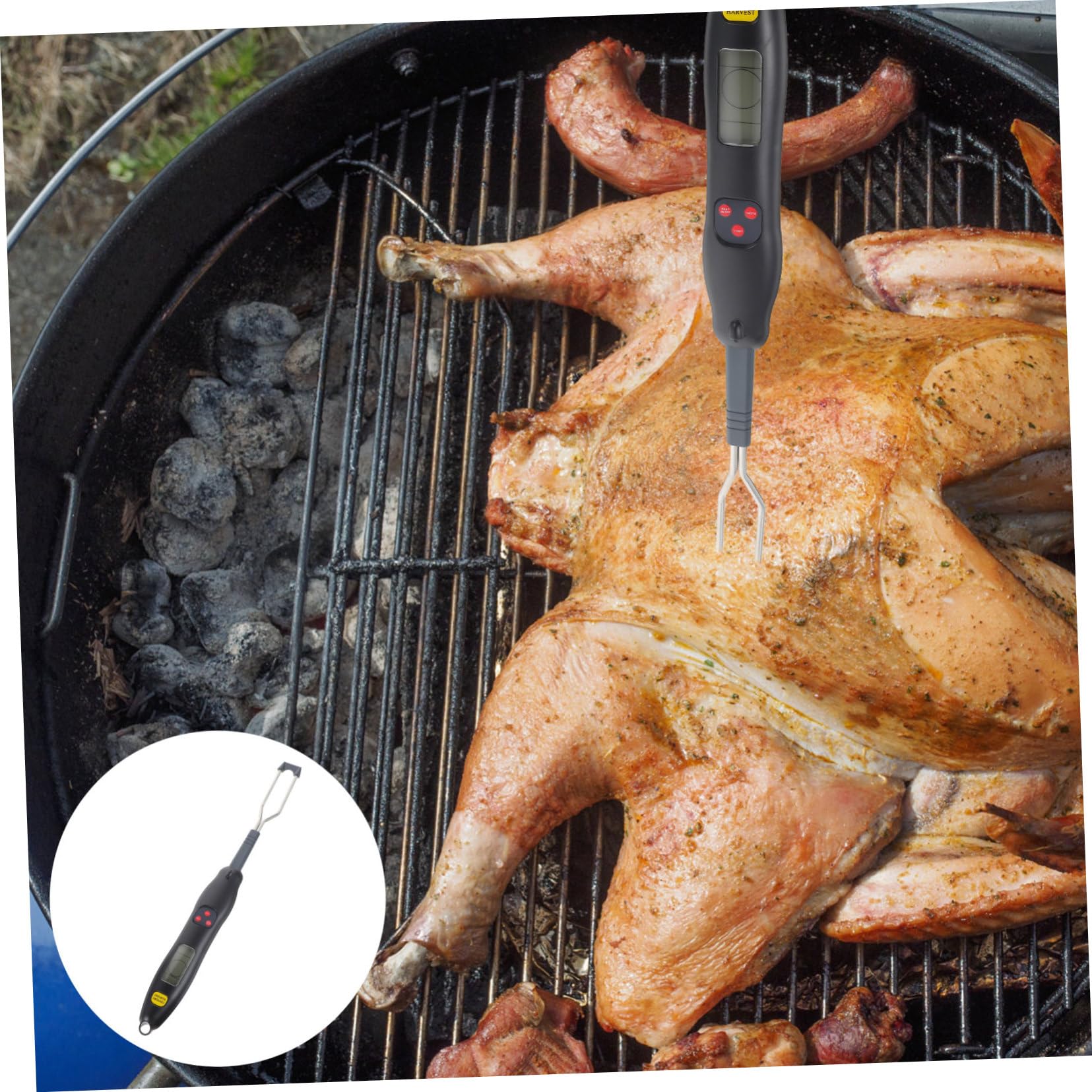 ibasenice Outdoor Barbecue Thermometer Fork with Meat Heat Indicator Digital Temperature Probe for Grilling Cooking and Smoking for Kitchen BBQ and Housewarming