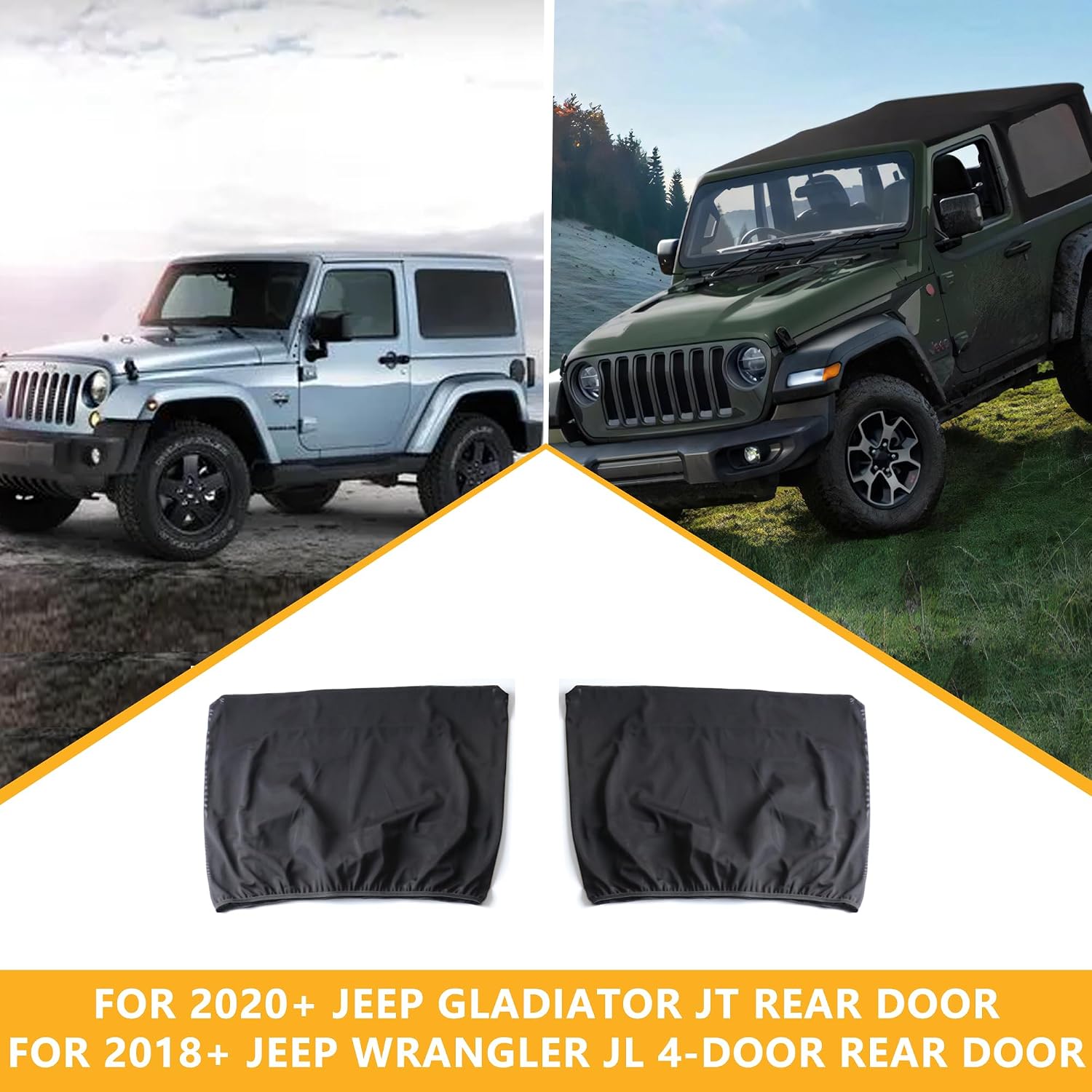 Rear Side Window Blackout Sun Shades Screen Curtains Compatible with 2007-2026 Jeep Wrangler JK JL 4 Door 4XE Gladiator JT Accessories Breathable Mesh Cover for Baby Pets UV/Privacy Protection