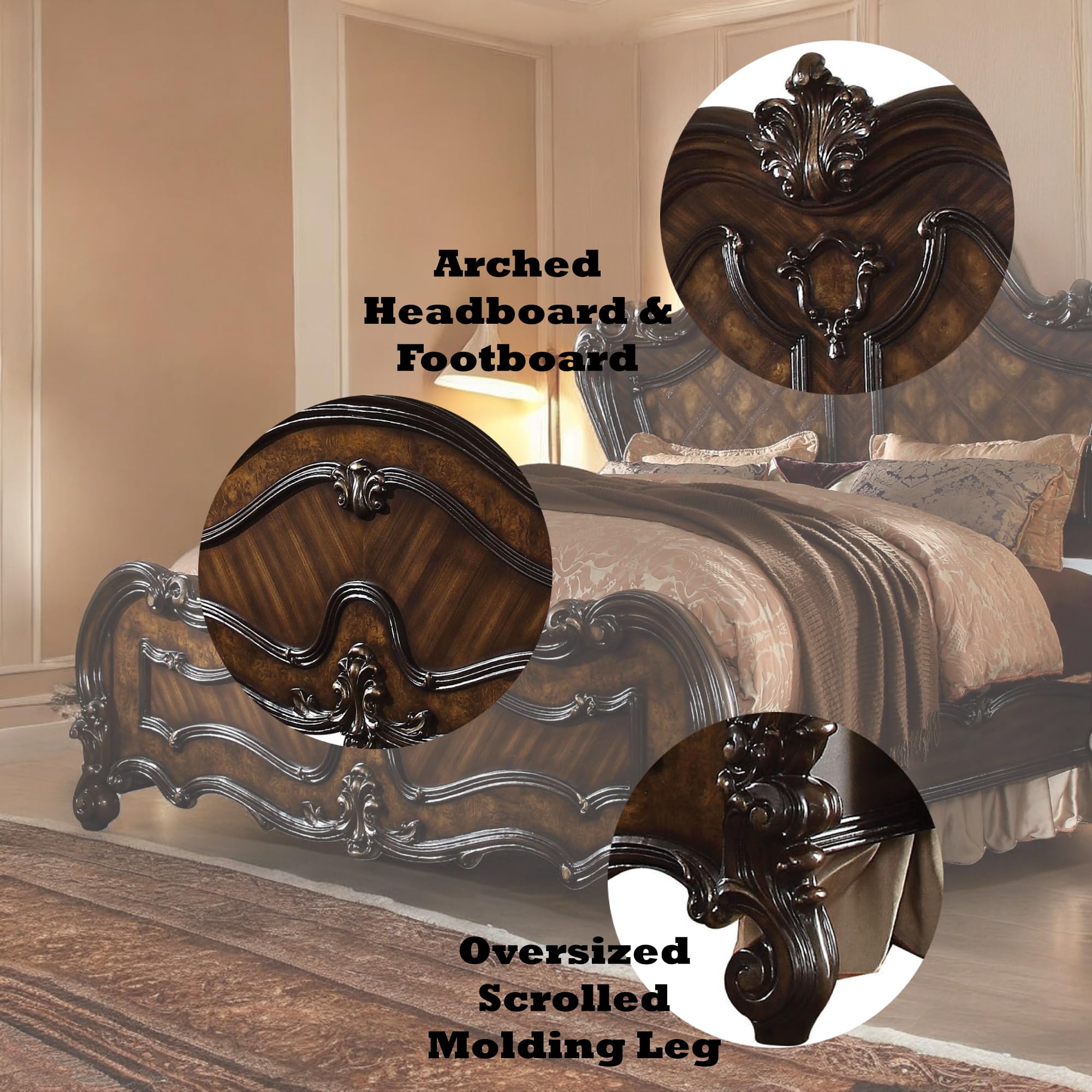 Amazon.com: Acme Furniture Versailles Bed, Cherry Oak, Eastern