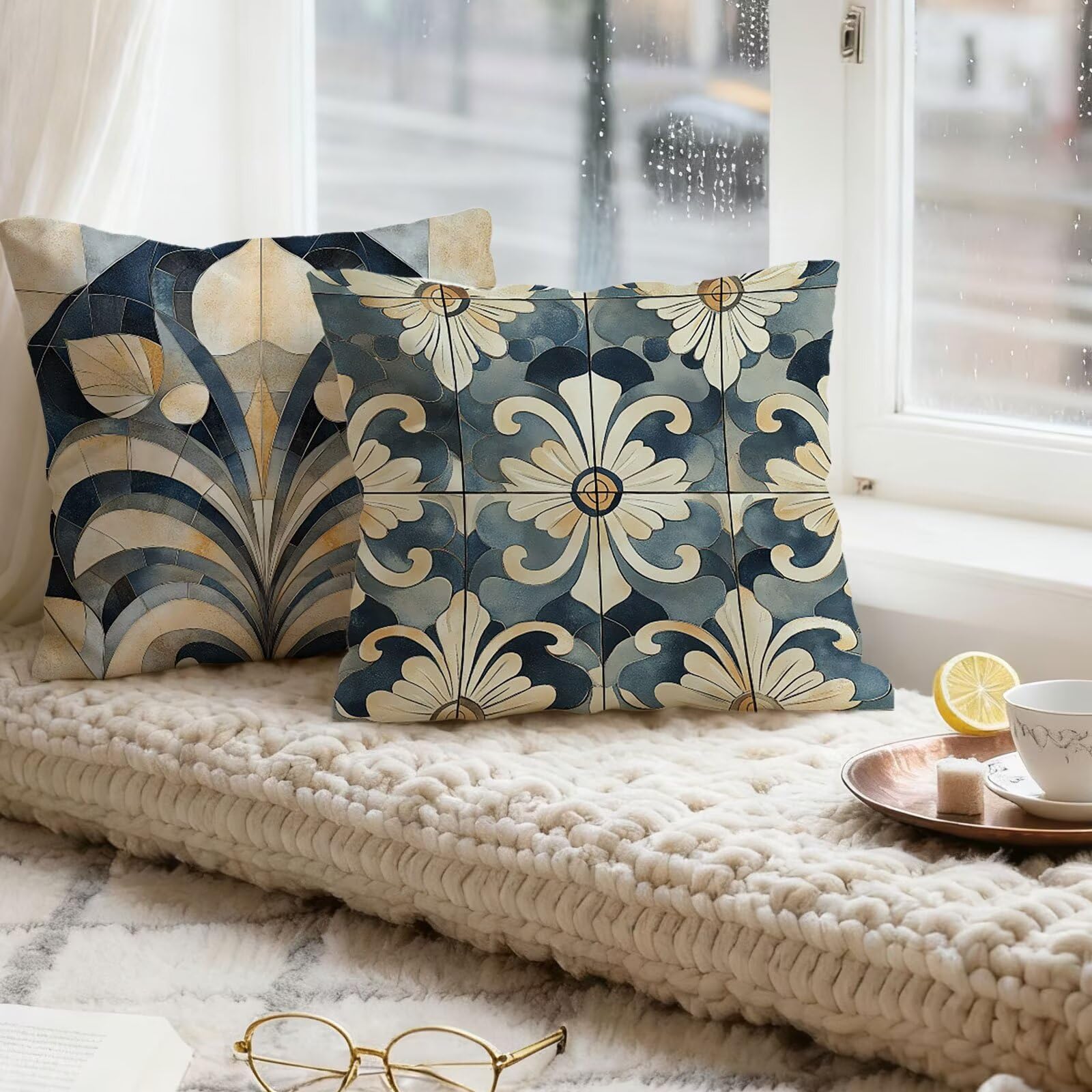 Beige Funda Cojin 60x60 Bohemia Funda Almohada 60x60 Cojines Sofa Súper Suave Fundas Cojines Decorativos Fundas Almohadas 4 Piezas Cervicales y Cuello, para Hogar Sofa Cama Salon Decoracion E - 849
