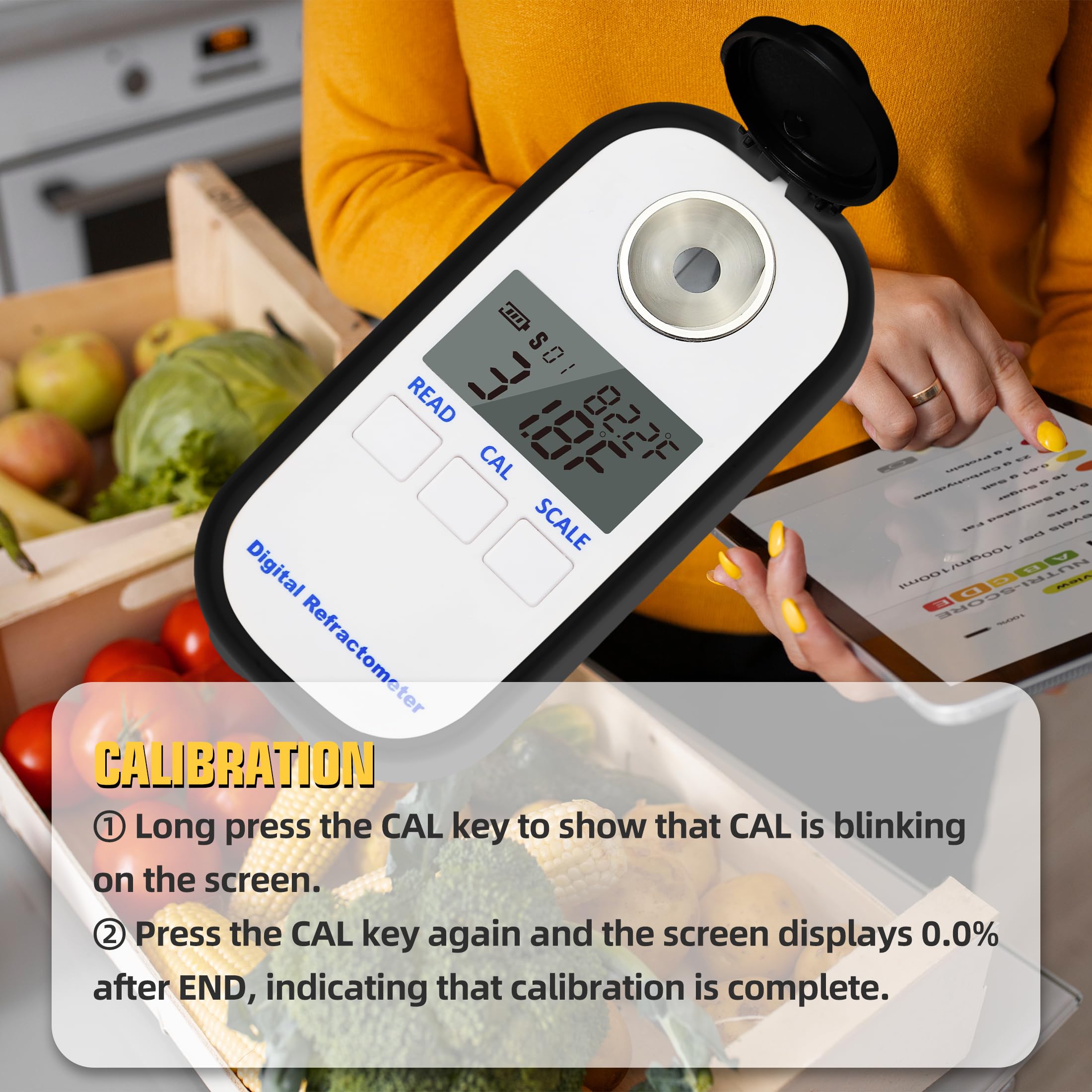 Refractómetro digital Brix para zumo de azúcar, miel, cerveza, refractómetro Brix, fluido de corte, medidor de pruebas de azúcar, rango 0-90%/1.3330-1.5177nD