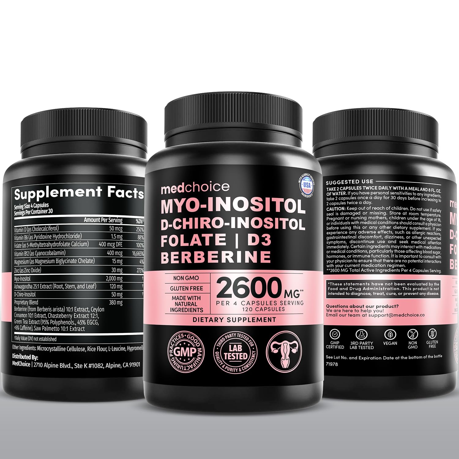 MEDCHOICE Myo-Inositol 40:1 Supplement with Folate, Vitamin D3, 120 ct — Amazon image 9