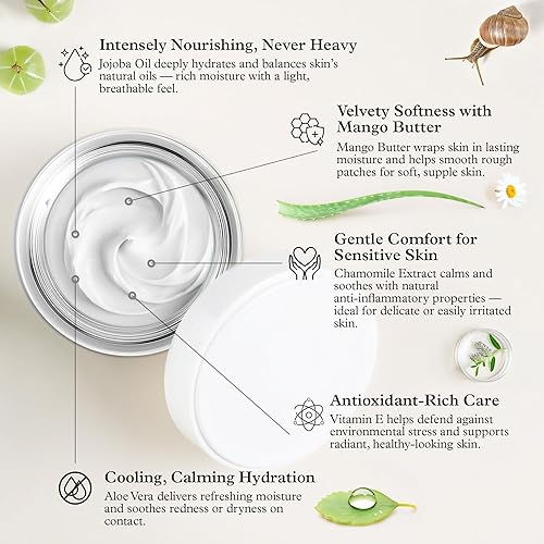 Miniatura 2 de PURPLE CANYON Mantequilla corporal 99% de mucina de caracol de 8 onzas Reduce imperfecciones, manchas oscuras y arrugas para piel radiante Crema