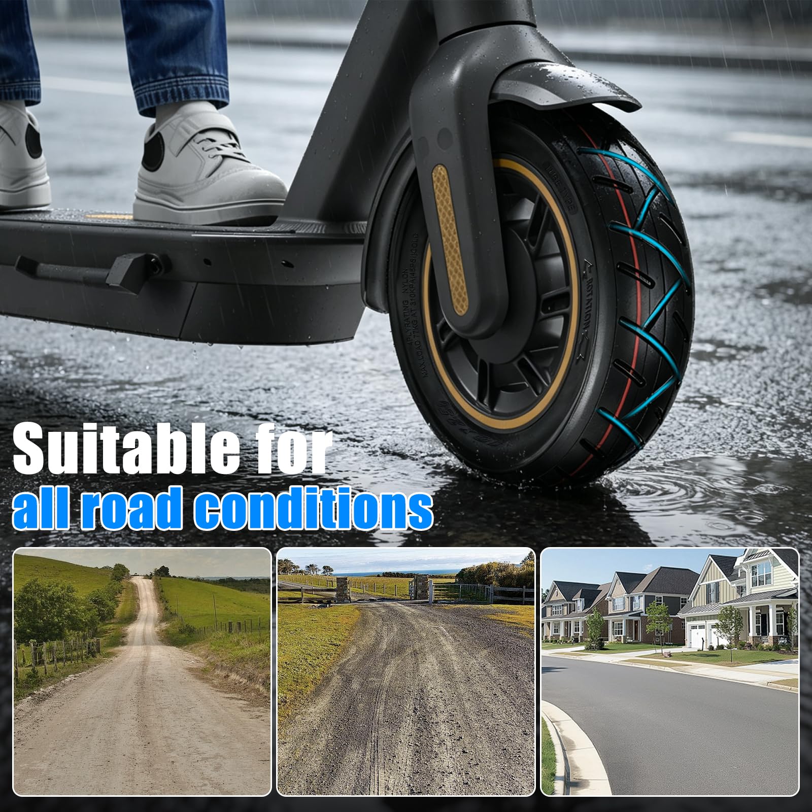 60/70-6.5 Pneumatico tubeless da 10 pollici per Ninebot Max G30/ G30D 2 / G30E 2 / G30P / G30LP,60/70-6,5 ruote di ricambio autoriparanti, accessori per pneumatici Ninebot Scooter(2 PCS)