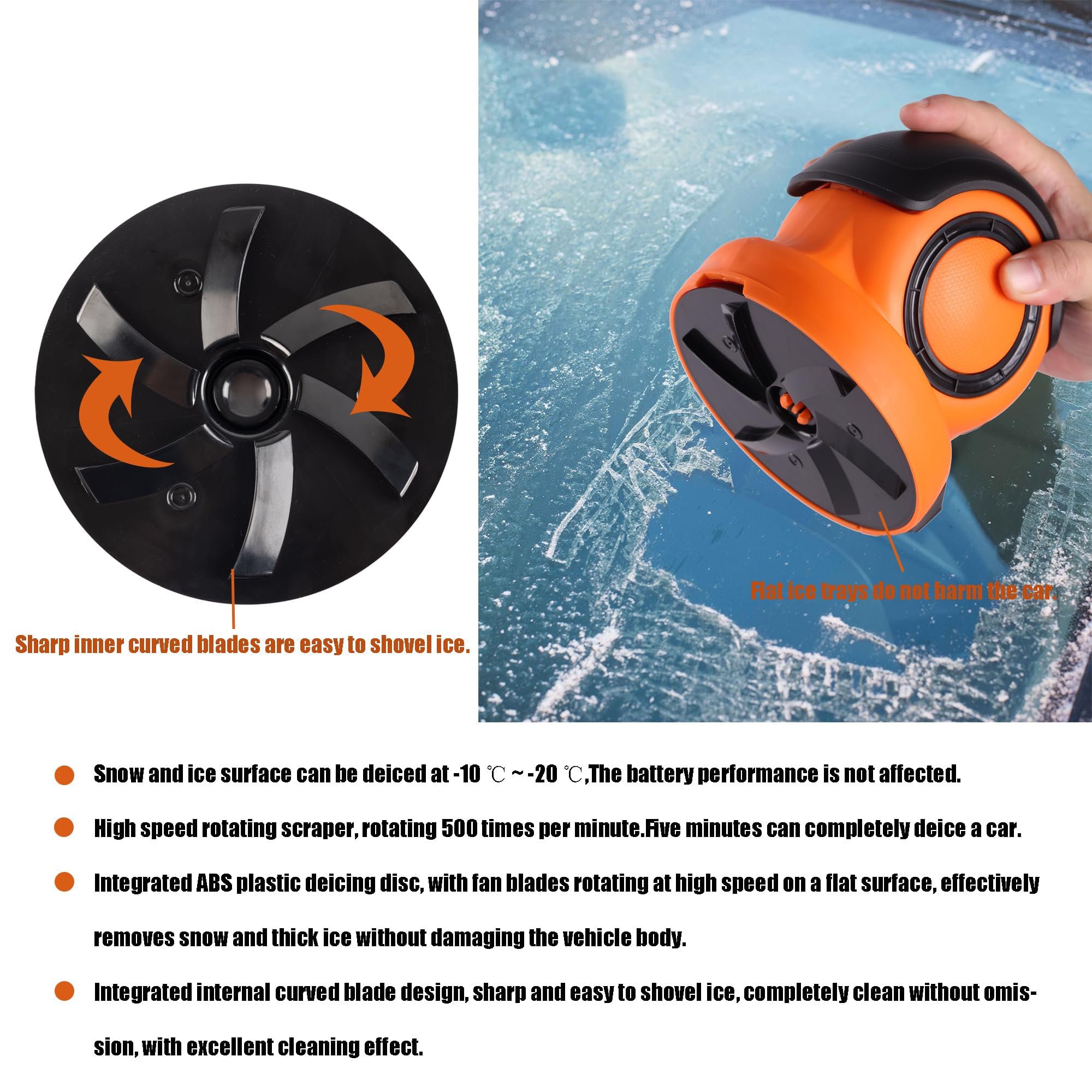 YEECOPON Rascador de hielo eléctrico de mano 3 en 1, cepillo de limpieza eléctrico, máquina pulidora eléctrica, herramienta de limpieza de nieve de ventana, raspador de nieve de coche, rascador de