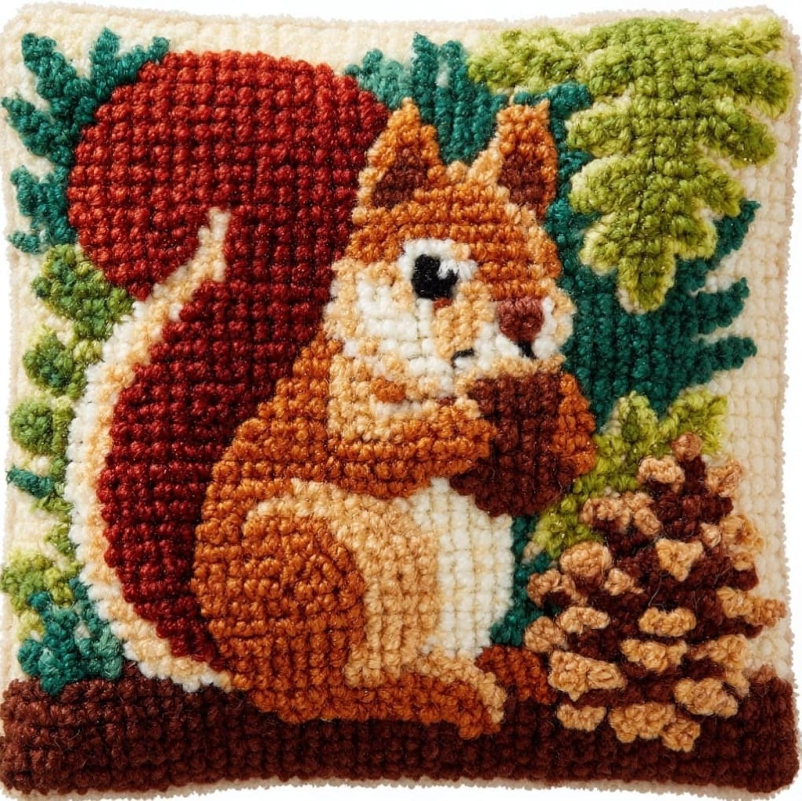 WallustrioaW Latch Hook Kit 17x17in,Animal Squirrel
