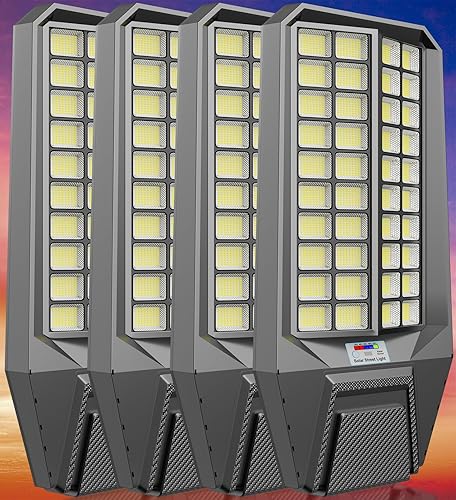 Miniatura 10 de Farolas solares impermeables para exteriores, grandes de 9500 W, luz solar comercial al aire libre del atardecer a abajo con sensor de movimiento,