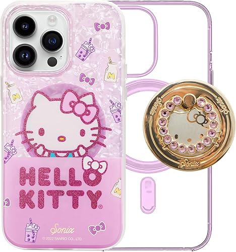 Sonix Hello Kitty - Funda Boba + anillo magnético (Hello Kitty Gold) para MagSafe iPhone 14 Pro Max