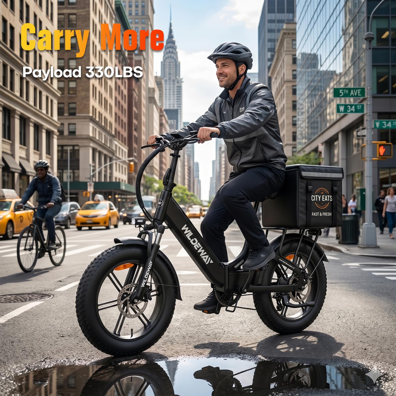 Vélo électrique pliable 20" Fat Bike 250 W, batterie amovible 48 V et 15 Ah, autonomie jusqu'à 90 km, changement de 7 vitesses, freins hydrauliques, vélo noir