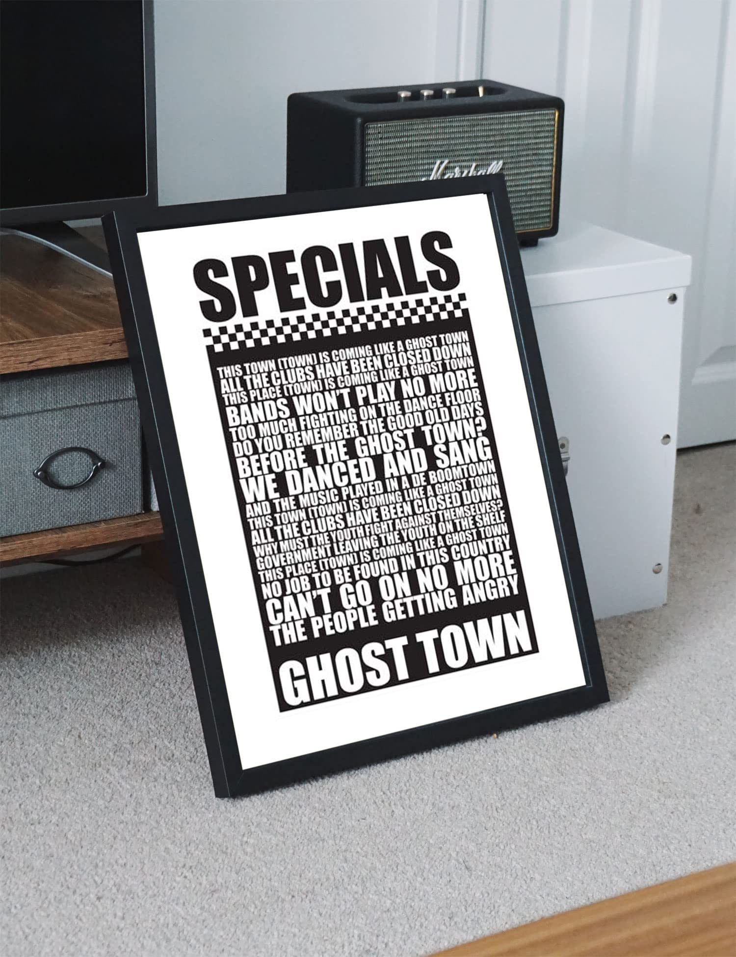 Libretto Designs THE SPECIALS - Ghost Town 2-Tone Unframed Poster Print Wall Art with Lyrics (A3)