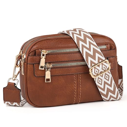 TANTOMI Crossbody Bags for Women, 6-Pockets Purses for Women, Vegan Leather Handbags Shoulder Bag for Travel Shopping