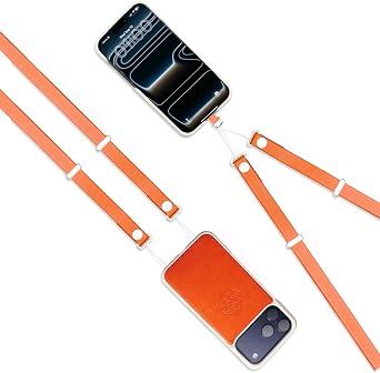 Dreem Adjustable Crossbody Phone Strap Hands-Free Phone Lanyard for Neck & Shoulder Carry, Universal Fit Compatible with iPhone and Smartphones [Orange]